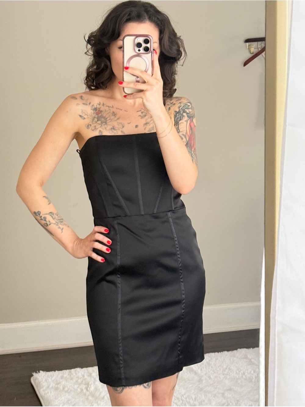 Alice + Olivia Strapless Black Sheath Dress